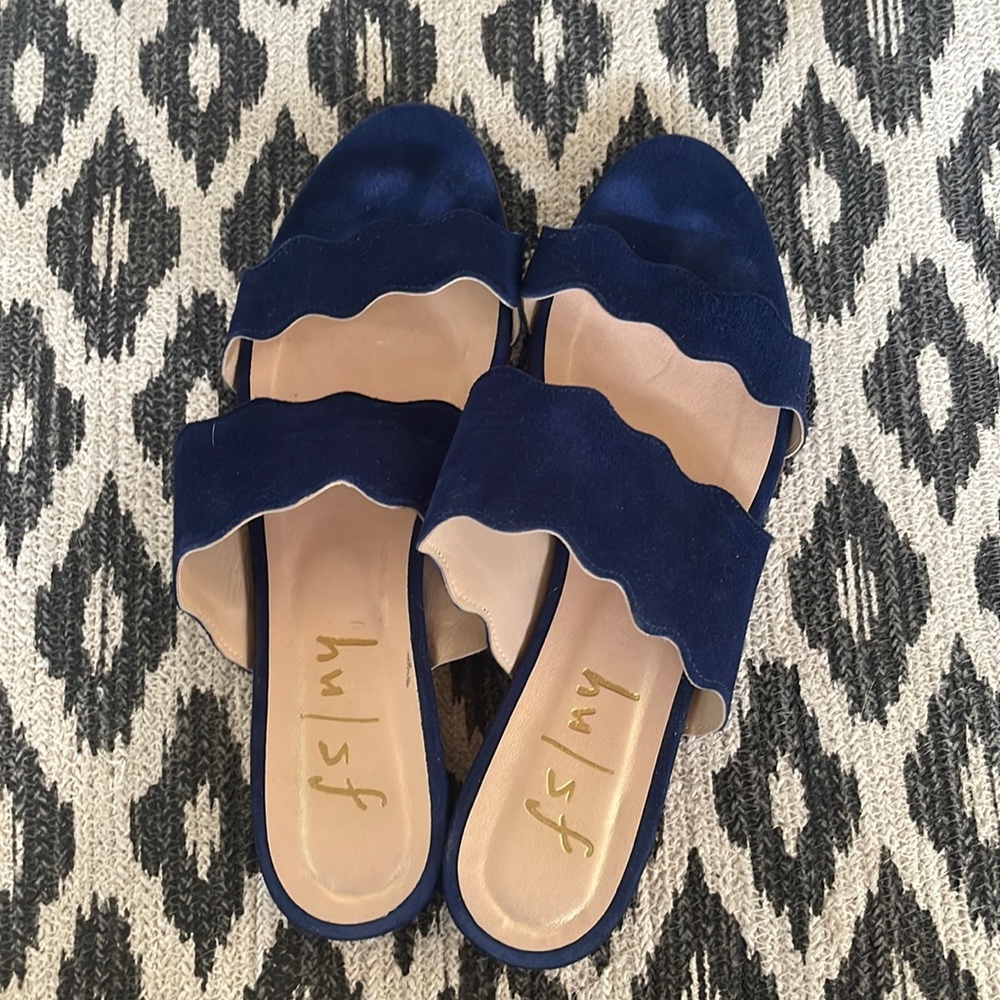 French Sole navy suede sandals